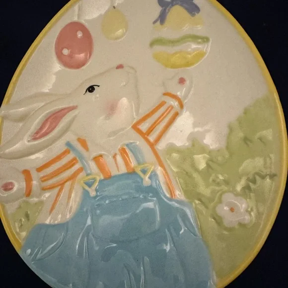 COPY - Pier One Imports Handpainted 3D Easter Plate Decor 9” Flawed - Picture 2 of 5